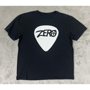 Zero Graphic Shirt Mens Medium Black Guitar Pick Logo Rock Music Band Tee Casual